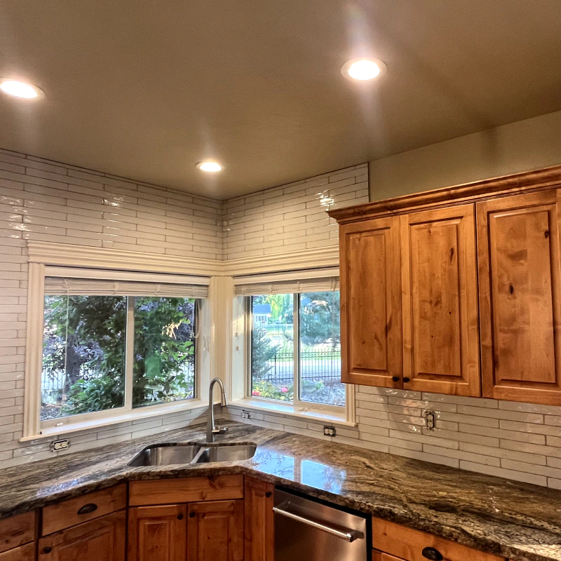 new kitchen backsplashes around window and cabinet